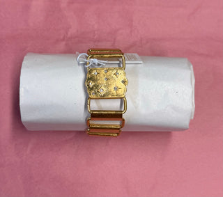 Chunky Gold Chain Bracelet w/ Crystal Starburst Rectangular Magnetic clasp