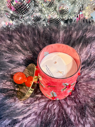 Ballerina Candle Couturier Holiday Swirl W/Lid - Vintage Red