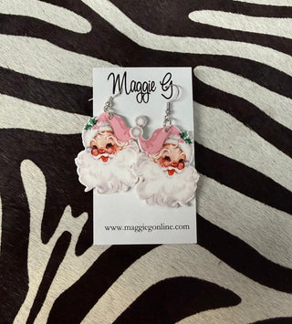 Pink Santa Acrylic Earrings