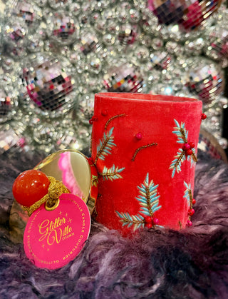 Ballerina Candle Couturier Holiday Swirl W/Lid - Vintage Red