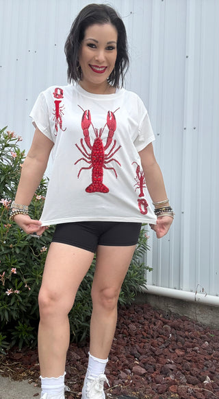 Queen of Sparkles - White Crawfish Card Tee