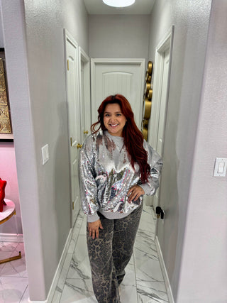Queen of Sparkles Silver Full Sequin Sweatshirt