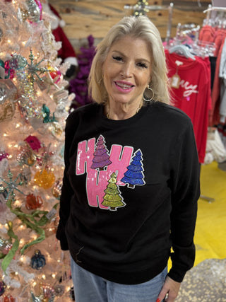 Black HoHoHo Sequins Sweatshirt