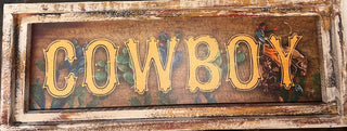 Cowboy Painted Wood Frame Sign 25.5 in x 10.25 in