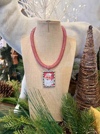 Vintage Santa Glam Rhinestone Necklace