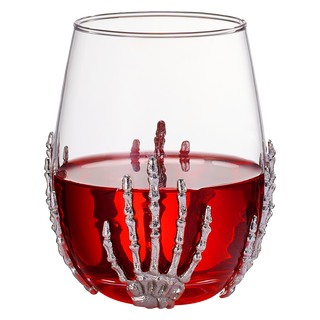Stemless Skeleton Wine Glass Single 17OZ Halloween Skeleton Glasses 5 H Goth Gifts Skeleton Gifts Sk