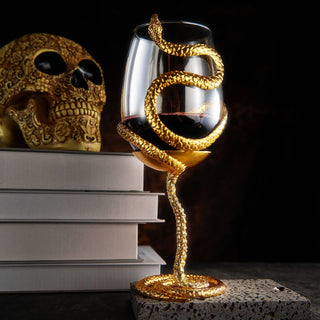 Stemmed Snake Wine Glass Single 19OZ Spooky Reptile Glasses 10 H Goth Gifts Skeleton Gifts Skeleton