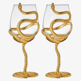 Stemmed Snake Wine Glass Set Of 2 19OZ Spooky Reptile Glasses 10 H Goth Gifts Skeleton Gifts Skeleto