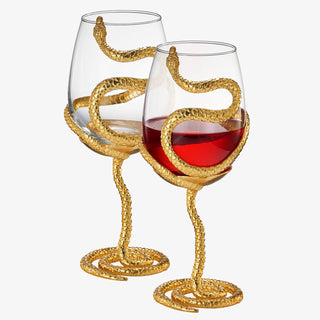 Stemmed Snake Wine Glass Set Of 2 19OZ Spooky Reptile Glasses 10 H Goth Gifts Skeleton Gifts Skeleto