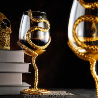 Stemmed Snake Wine Glass Set Of 2 19OZ Spooky Reptile Glasses 10 H Goth Gifts Skeleton Gifts Skeleto