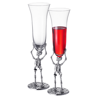 Stemmed Skeleton Champagne Flute Glass Set Of 2 7 5OZ Halloween Skeleton Glasses 10 H Goth Gifts Ske