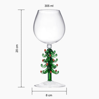 Crystal Green Christmas Tree Wine Glasses Set Of 2 10OZ Goblets For Holiday Parties And New Years