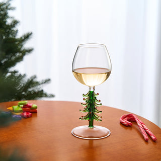Crystal Green Christmas Tree Wine Glasses Set Of 2 10OZ Goblets For Holiday Parties And New Years