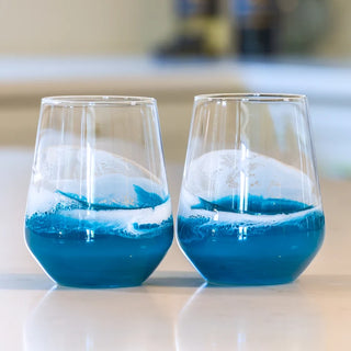 Resin Coated Wine Glasses - Ocean Vibes