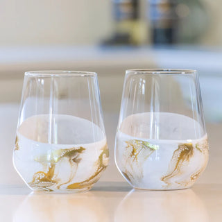 Resin Coated Wine Glasses - Gold Quartz