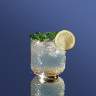 Gatsby Tumbler Drinking Glass Set Of 2 Vintage Cocktail Crystal Drinking Glasses Art Deco Gold Plate