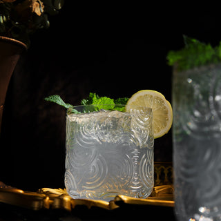 Gatsby Tumbler Drinking Glass Set Of 2 Vintage Cocktail Crystal Drinking Glasses Art Deco Gold Plate