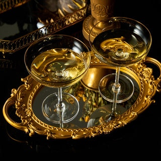 Colored Crystal Gilded Rim Coupe Glass Large 9OZ Cocktail Champagne Glasses 2 Set Vi