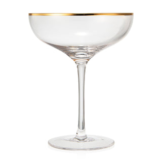 Colored Crystal Gilded Rim Coupe Glass Large 9OZ Cocktail Champagne Glasses 2 Set Vi