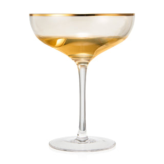 Colored Crystal Gilded Rim Coupe Glass Large 9OZ Cocktail Champagne Glasses 2 Set Vi