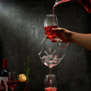 Wine Glass Wheel Decanting Aerator Set By Unique Decanter Moving Wheel Upper Middle
