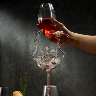 Wine Glass Wheel Decanting Aerator Set By Unique Decanter Moving Wheel Upper Middle