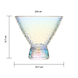 Iridescent Lustered Stemless Martini Glasses Set Of 2 Hammered Cocktail Martini Glasses Luxury Gift