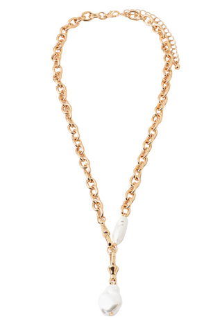 Gold Chain with Pearl Drop Necklace