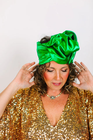Metallic Green Lame Party Head Wrap