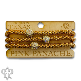 Woven mesh bracelet with pave rondelle beads