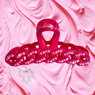 Scalloped rhinestone hair clip