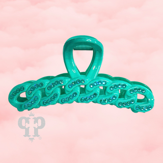 Scalloped rhinestone hair clip