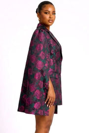 Royal Rose Cape Blazer Dress