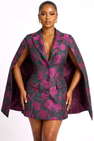 Royal Rose Cape Blazer Dress