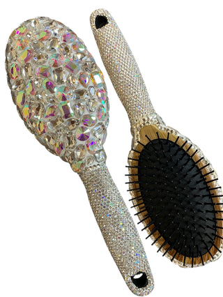 SILVER HALF SMALL STONE HALF BIG STONE HAIR BRUSH
