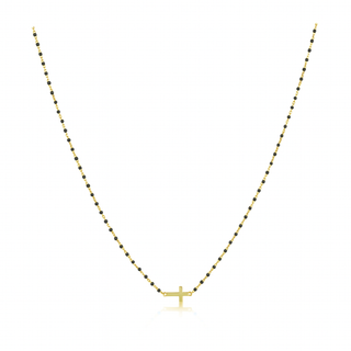 Elsa Side Cross Necklace Black