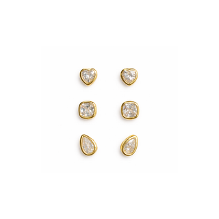 Lizzie Cz Bezel Earring Set