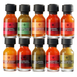 Gourmet Hot Sauce Sampler Gift Set Of 10 Flavors Include Habanero Scotch Bonnet Jalapeno Sriracha Lo