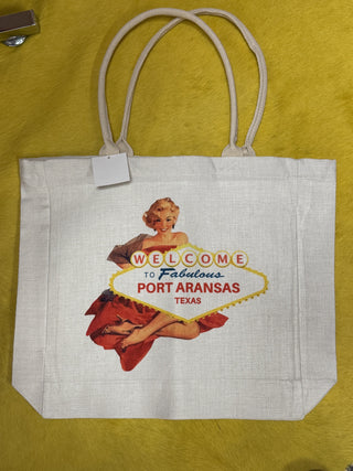 "Fabulous Port Aransas" Canvas 18"x14.5" Tote Bag