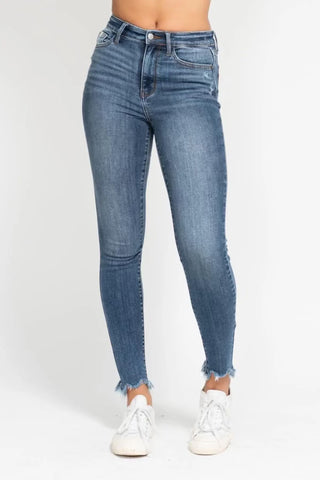 Dark Wash Shark Bite Skinny Fit Judy Blue Jeans