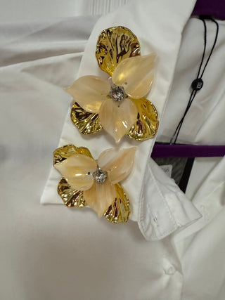 Flower Collared Shirt - White