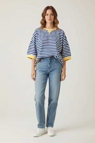 Blue Horizon Contrast Trim Tee