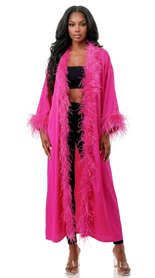 Hollywood Glam Satin Duster - Fuschia