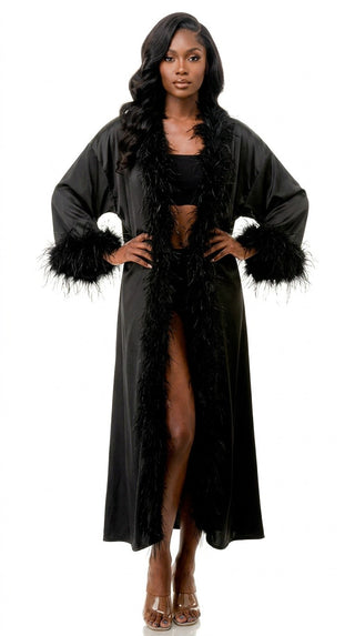 Hollywood Glam Satin Duster - Black
