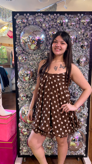 Café Cream Polka Dot Dress