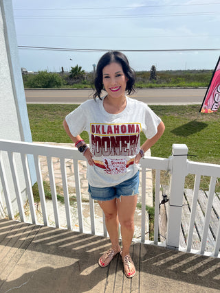 Queen of Sparkles - Grey 'Oklahoma Sooners' Vintage Tee