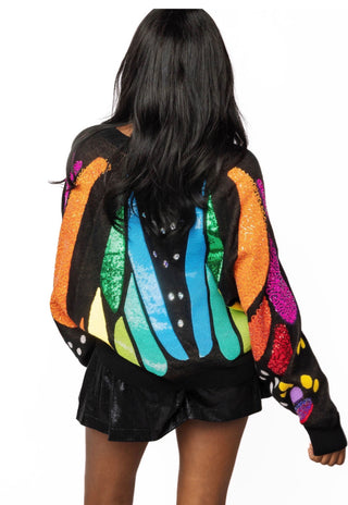 QOS Sequin Butterfly Wing Cardigan