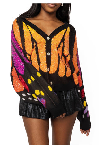 QOS Sequin Butterfly Wing Cardigan
