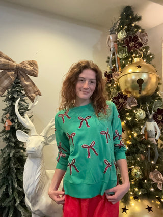 Sequin Bow Sides Sweatshirt
