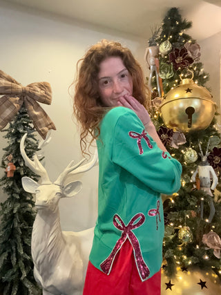 Sequin Bow Sides Sweatshirt